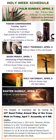 2023 Holy Week & Easter Schedule at STP