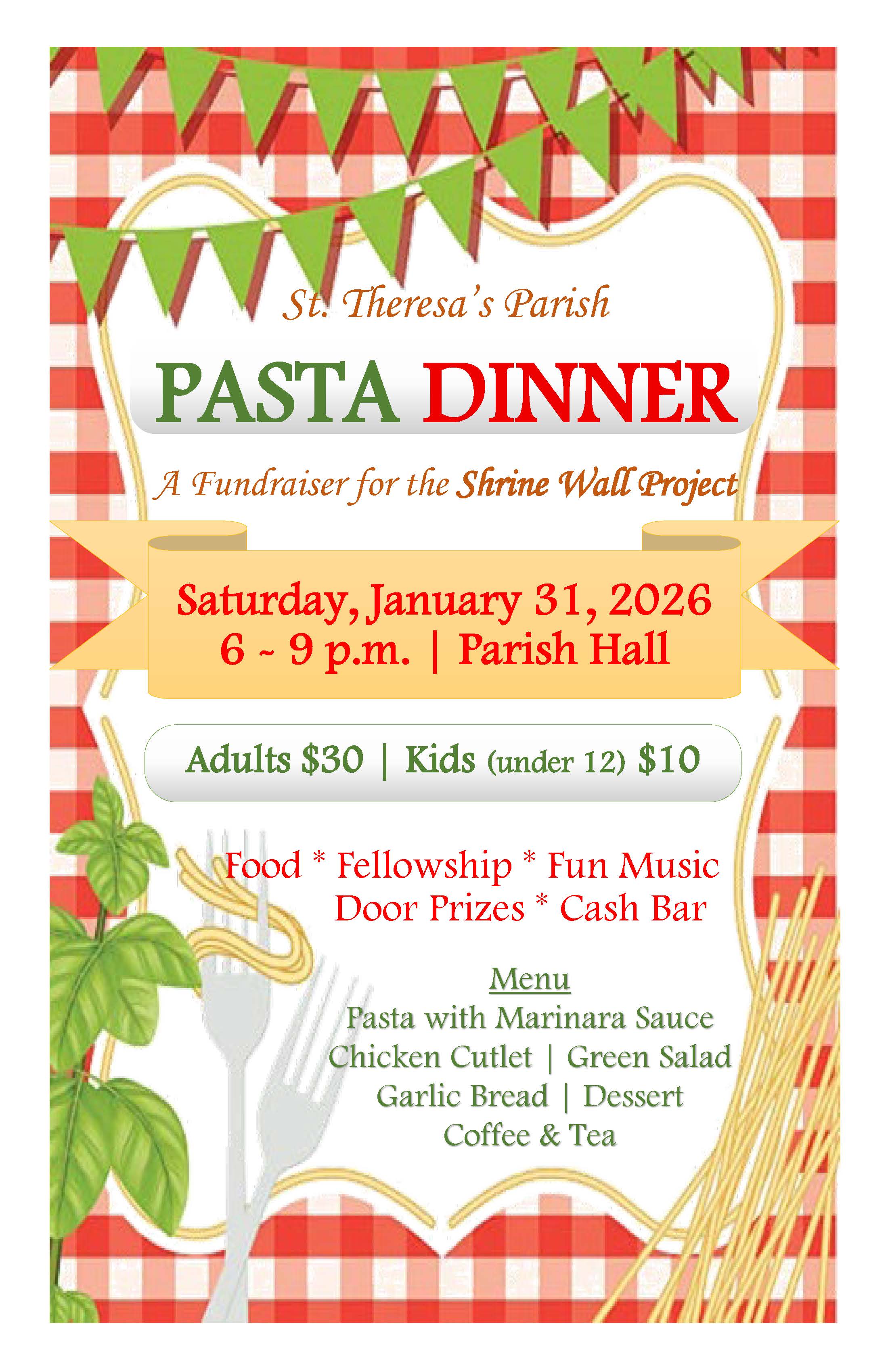 Invitation to join the Pasta Dinner in January