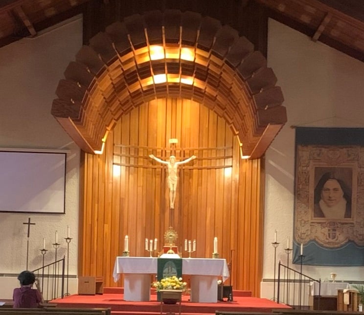 Praying close to the Altar at Eucharistic Adoration