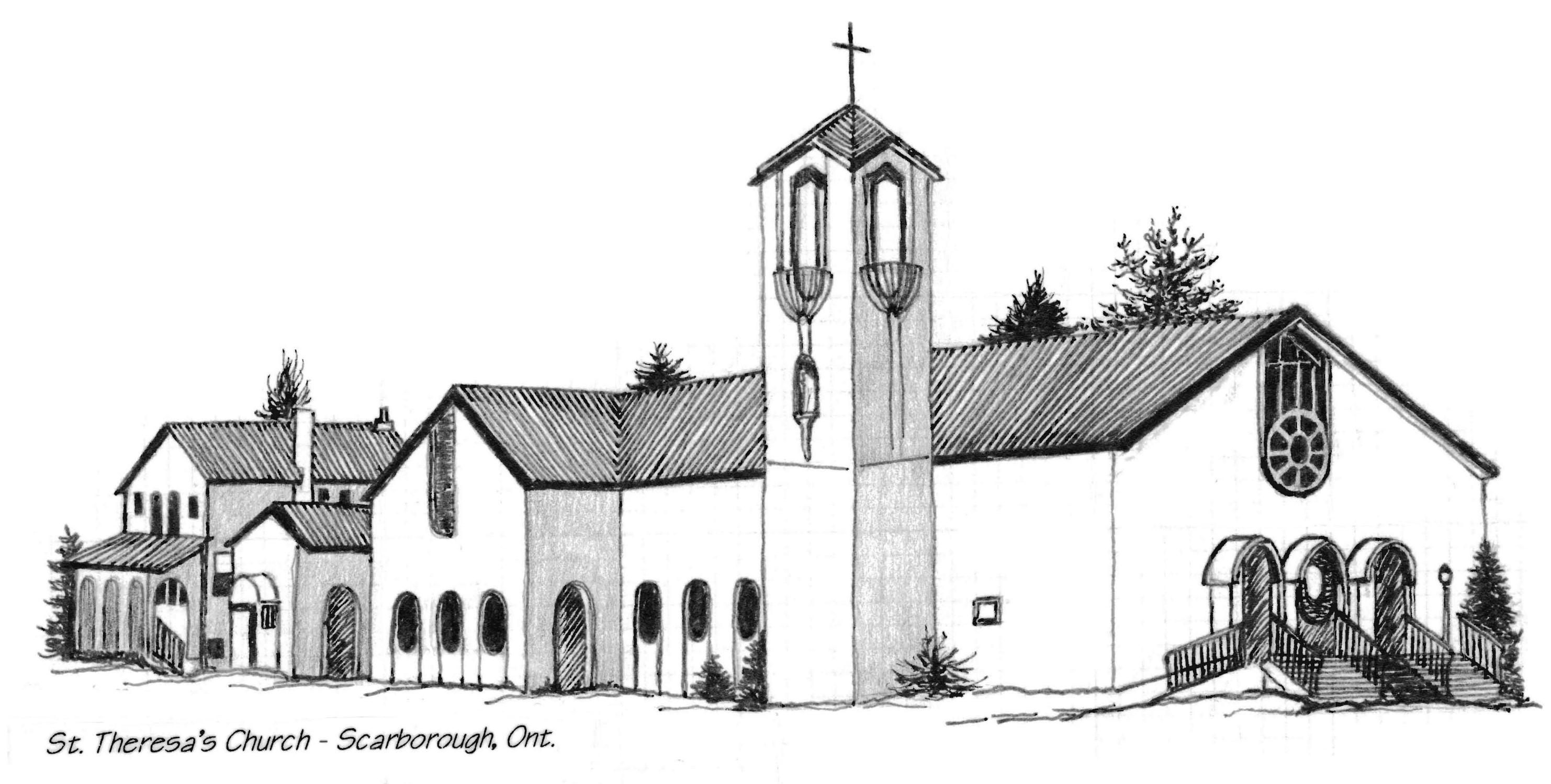 church image in pencil